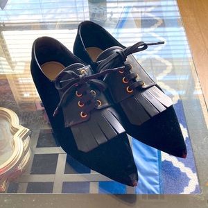 Prada Black Felt Lace Ups